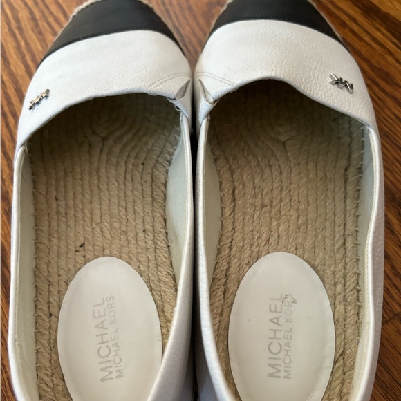 Michael Kors Kendrick Espadrlles Leather Ivory Black 6.5 - Picture 2 of 4